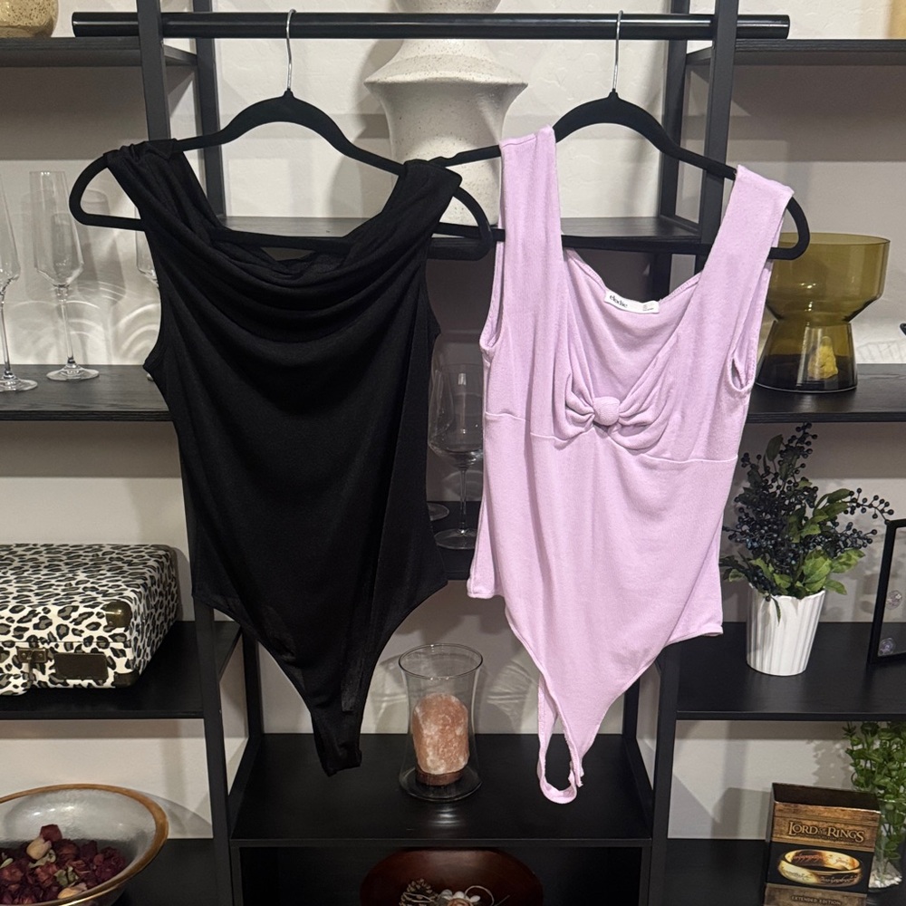 Wayf Black and Lavender Bodysuits